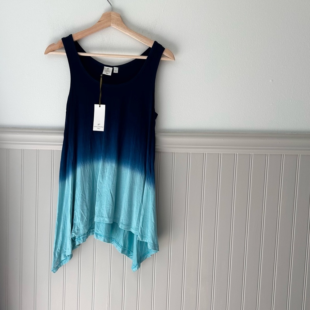 ⭐️ NEW Saint Tropez West Small Navy and Aqua Swing Tank Top